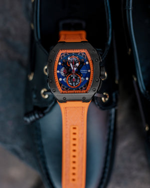 
                  
                    Load image into Gallery viewer, AK47 TW032-D10  (Black/Orange/Blue) Orange Leather with Rubber Strap
                  
                