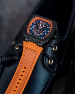 
                  
                    Load image into Gallery viewer, AK47 TW032-D10  (Black/Orange/Blue) Orange Leather with Rubber Strap
                  
                