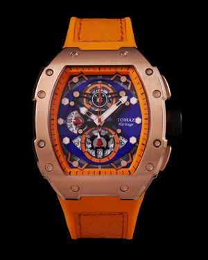 
                  
                    Load image into Gallery viewer, AK47  TW032-D11 (Rosegold/Orange/Blue) Orange Leather with Rubber Strap
                  
                