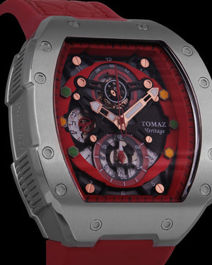 
                  
                    Load image into Gallery viewer, AK47 TW032-D13 (Silver/Red) Red Leather with Rubber Strap
                  
                