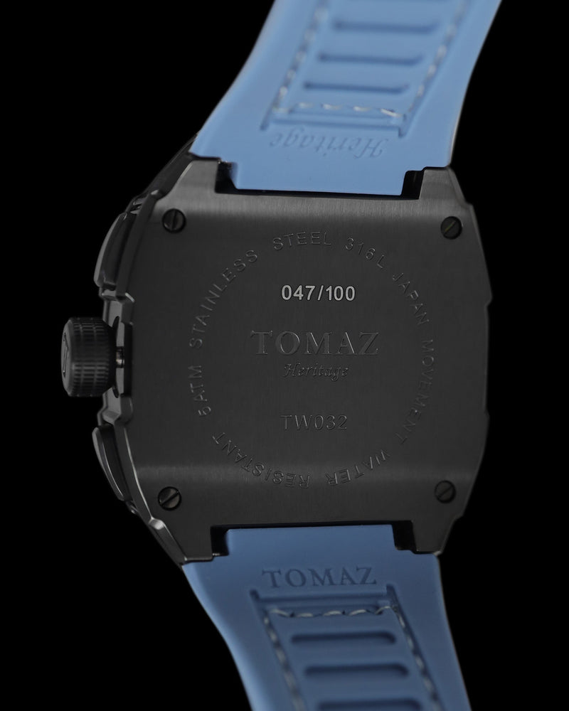 
                  
                    Load image into Gallery viewer, AK47 TW032-D14 (Black/Light Blue) Light Blue Leather with Rubber Strap
                  
                