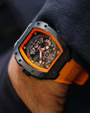 
                  
                    Load image into Gallery viewer, AK47 TW032-D16 (Black/Orange) Orange Leather with Rubber Strap
                  
                