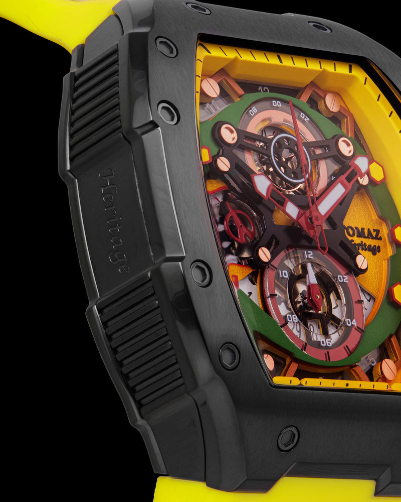 
                  
                    Load image into Gallery viewer, AK47 TW032-D1 (Black/Yellow/Green) Yellow Leather with Rubber Strap
                  
                