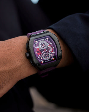 
                  
                    Load image into Gallery viewer, AK47 TW032-D4 (Black/Purple) Purple Leather with Rubber Strap
                  
                