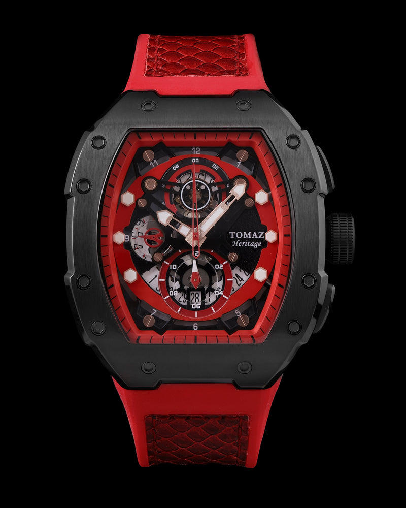 
                  
                    Load image into Gallery viewer, AK47 TW032-D5 (Black/Red) Red Leather with Rubber Strap
                  
                