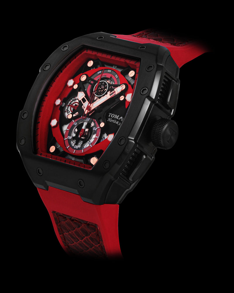 
                  
                    Load image into Gallery viewer, AK47 TW032-D5 (Black/Red) Red Leather with Rubber Strap
                  
                