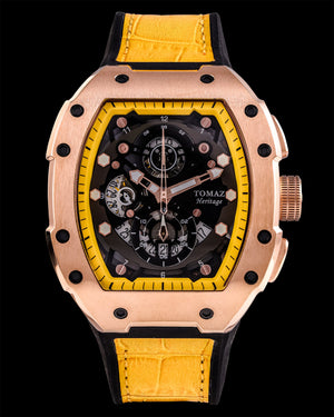 
                  
                    Load image into Gallery viewer, AK47 TW032-D7 (Rosegold/Yellow) Yellow Leather with Rubber Strap
                  
                