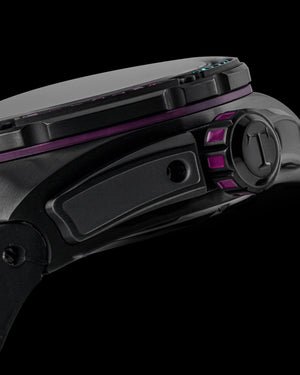 
                  
                    Load image into Gallery viewer, Xavier XL TW033-D1  (Black/Purple) with Green Purple Swarovski (Purple Bamboo Leather Strap)
                  
                