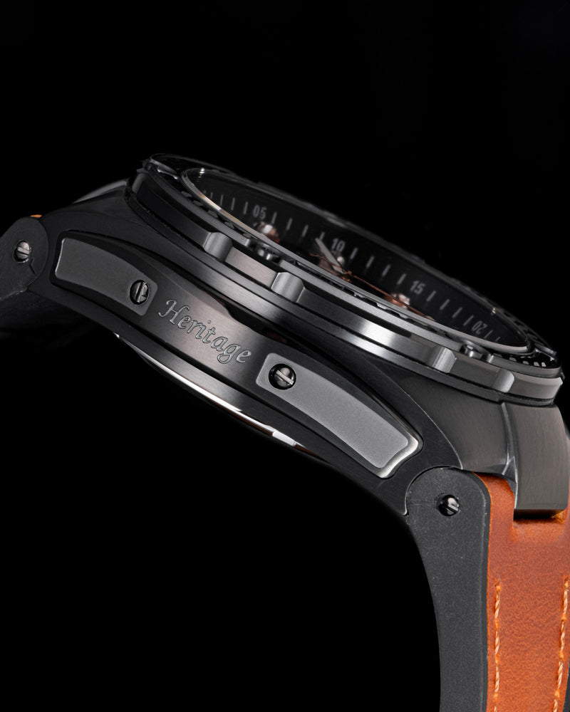 
                  
                    Load image into Gallery viewer, Xavier XL TW033-D14 (Matte Black) with Black Swarovski (Brown Leather Strap)
                  
                