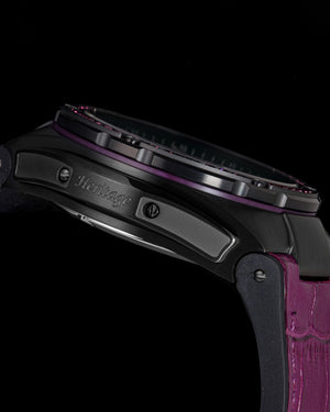 
                  
                    Load image into Gallery viewer, Xavier XL TW033-D1A (Black/Purple) with Purple Swarovski (Purple Bamboo Leather Strap)
                  
                