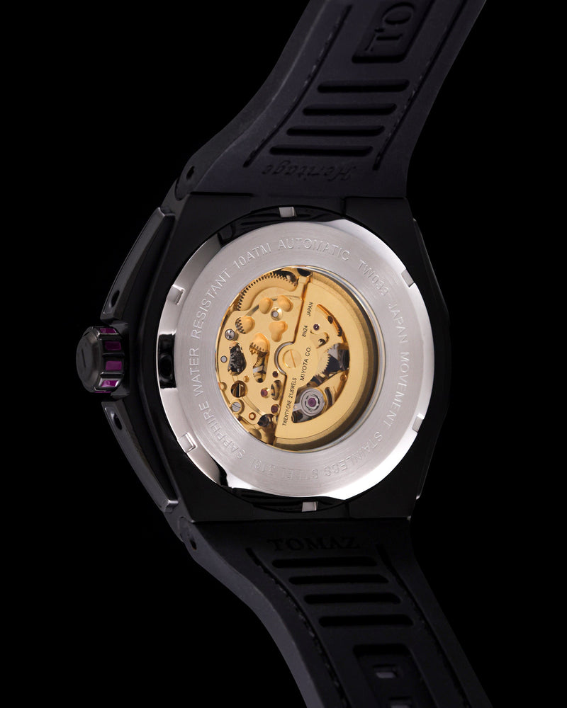 
                  
                    Load image into Gallery viewer, Xavier XL TW033-D2 (Black/Purple) with Purple Swarovski (Purple Bamboo Leather Strap)
                  
                