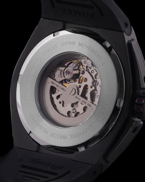 
                  
                    Load image into Gallery viewer, Xavier XL TW033-D4 (Black) with Rainbow Swarovski (Purple Bamboo Leather Strap)
                  
                