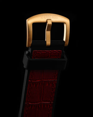 
                  
                    Load image into Gallery viewer, Xavier XL TW033-D7 (Gold/Red) with Red Swarovski (Red Bamboo Leather Strap)
                  
                