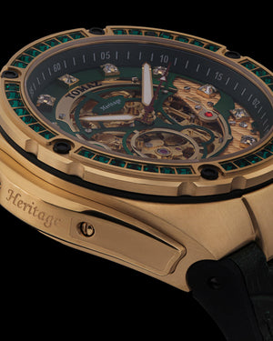 
                  
                    Load image into Gallery viewer, Xavier XL TW033-D8 (Gold/Green) with Green Swarovski (Green Bamboo Leather Strap)
                  
                