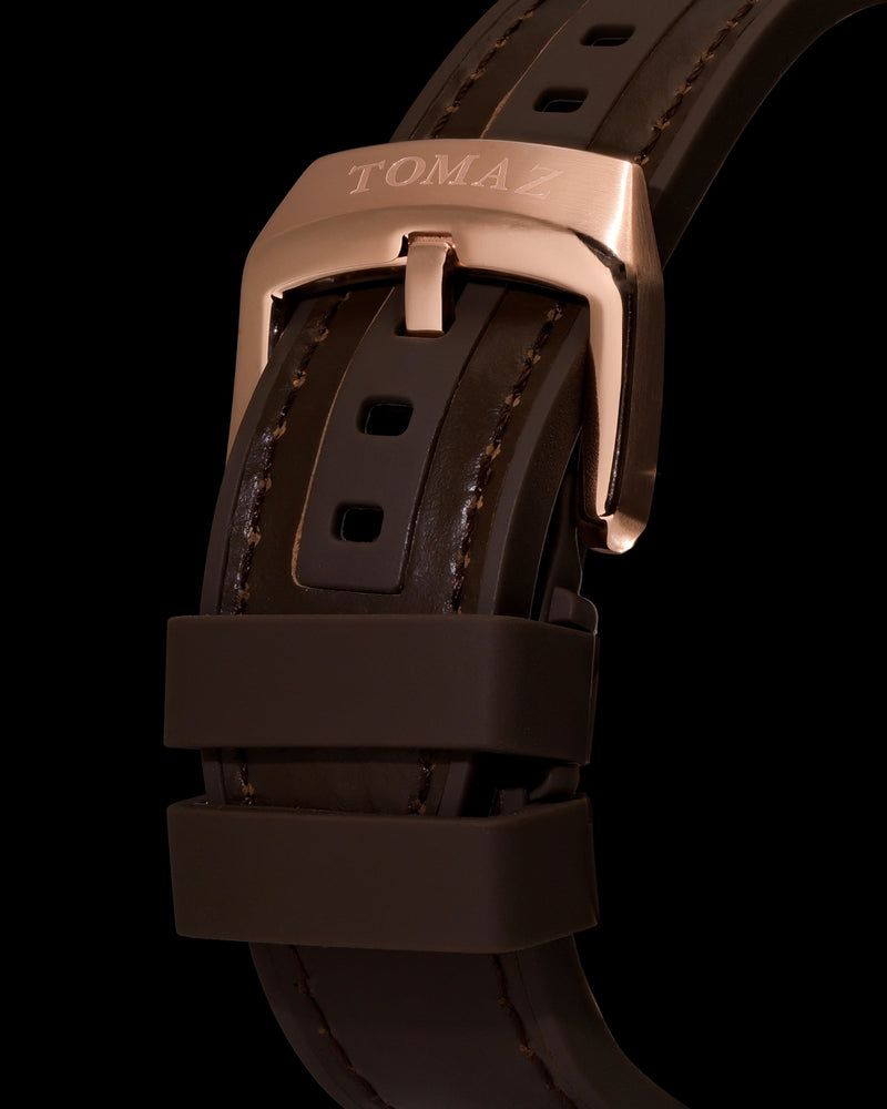 
                  
                    Load image into Gallery viewer, King TW036-D7 (Rosegold) with White Brown Zirconia Crystal Strap (Brown Silicone with Leather Strap)
                  
                