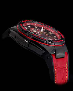 
                  
                    Load image into Gallery viewer, Marvel TW037A-D2 (Black/Red) with Red Crystal (Red Silicone with Leather Bamboo Strap)
                  
                