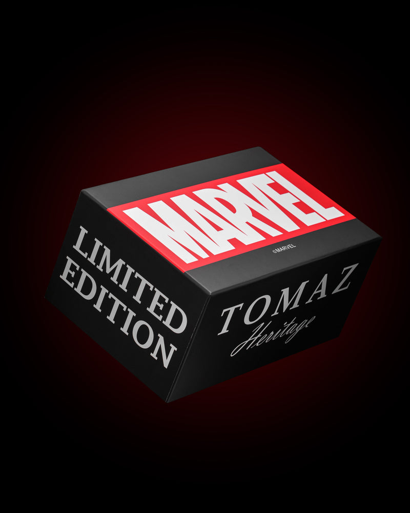 
                  
                    Load image into Gallery viewer, Marvel Iron Man TQ023C-D1 (Black/Gold) with White Crystal (Red Leather with Silicone Strap)
                  
                