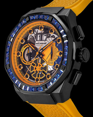 
                  
                    Load image into Gallery viewer, Marvel Wolverine TQ023K-D1 (Black/Yellow) with Blue Crystal (Yellow Leather with Silicone Strap)
                  
                