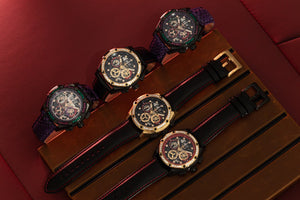 
                  
                    Load image into Gallery viewer, RAWR III TW024E-D2 (Black/Purple) with Purple Green Swarovski (Purple Snake Leather Strap)
                  
                