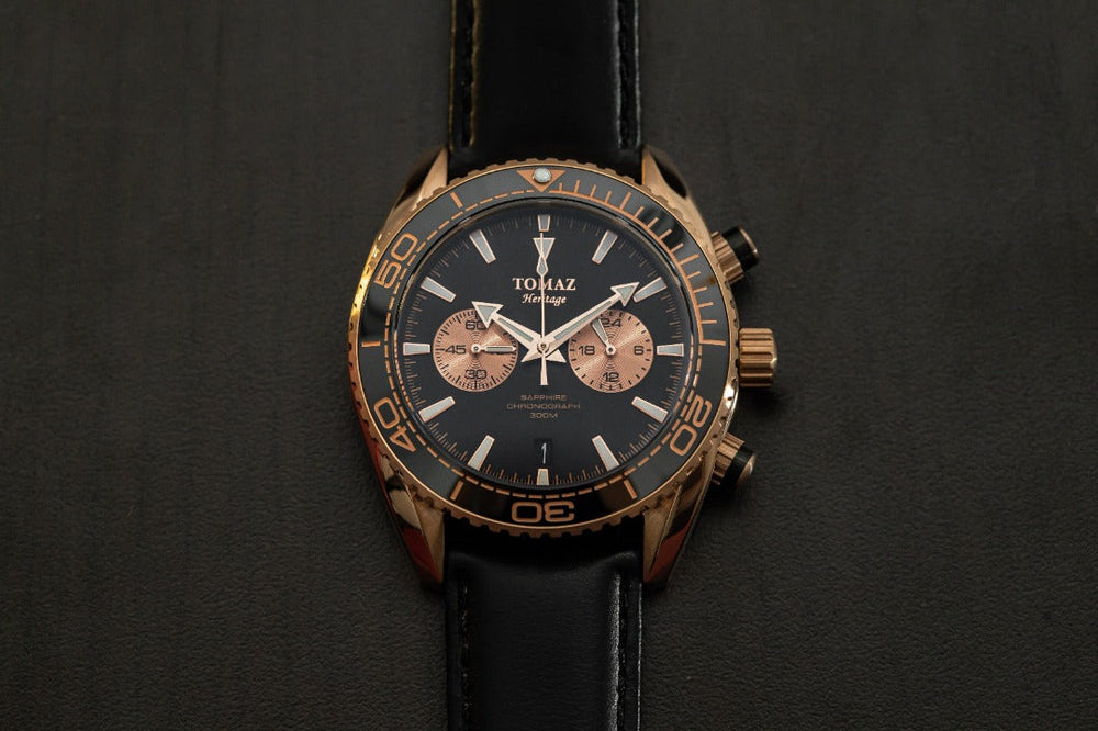 
                  
                    Load image into Gallery viewer, Tomaz Men&amp;#39;s Watch TW012-D9 (Rose Gold/Black) Black Leather Strap
                  
                