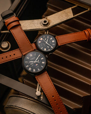 
                  
                    Load image into Gallery viewer, Tomaz Men&amp;#39;s Watch TQ003M-D6 (Matte Black) Brown Leather Strap
                  
                