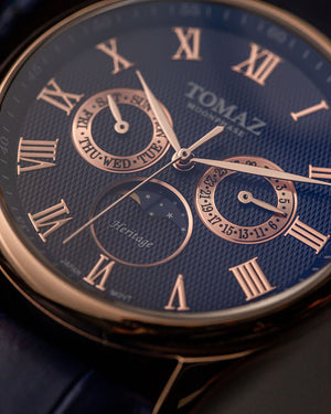 
                  
                    Load image into Gallery viewer, Tomaz Men&amp;#39;s Watch TQ003M-D5 (Rosegold/Navy) Navy Leather Strap
                  
                